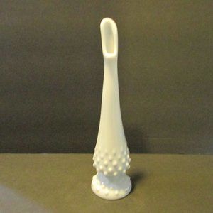 vintage milk glass bud vase hobnail swung vase 10 inches